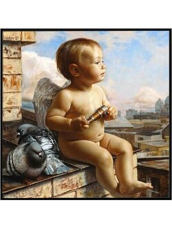 angel-2001 *พร้อมส่ง* ภาพติดคริสตัลกลม ลายเทวดาน้อย (งานติดเต็มภาพ) ขนาด 35*35 ซม.ผ้าแคนวาสลงผังลายเต็ม คริสตัลกลม 49 สี อุปกรณ์ครบชุด