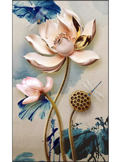 bua-1007 *พร้อมส่ง* ชุดปักครอสติช ลายบึงบัวหลวง (ปักเต็มผืนผ้า ไม่มีเดินเส้น ผ้า11CTพิมพ์ลาย ปัก 3 เส้นเล็ก) ขนาด 40*70 ซม.ผ้าครอสติช 11CT พิมพ์ลายปักบนผ้า ไหมคอตตอน 41 สี ผังลาย เข็ม