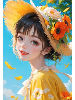 lady-1027 *พร้อมส่ง* ชุดปักครอสติช ลายสาวสวยหมวกเหลือง (ปักเต็มผืนผ้า ไม่มีเดินเส้น ผ้า11CT พิมพ์ลาย ปัก 3 เส้นเล็ก) ขนาด 42*57 ซม.ผ้าครอสติช 11CTพิมพ์ลายปักบนผ้า ไหมคอตตอน 26 สี ผังลาย เข็ม