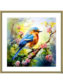 bird-1115 *สินค้าหมด* ชุดปักครอสติช ลายนกน้อยเกาะกิ่งซากุระ (ปักเต็มผืนผ้า ไม่มีเดินเส้น ผ้า11CTพิมพ์ลาย มีประกาย ปัก 3 เส้นเล็ก) ขนาด 50*50 ซม.ผ้าครอสติช 11CTพิมพ์ลายปักบนผ้า ไหมคอตตอน 42 สี ผังลาย เข็ม