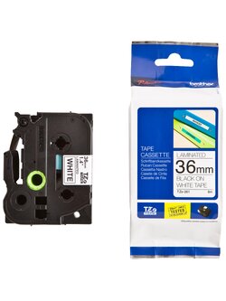 เทปพิมพ์อักษร BROTHER 36 mm. - อักษรดำพื้นขาว TZE-261