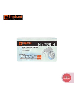 ลวดเย็บกระดาษ Staples ตราช้าง Elephant ไททาเนีย No.23/6-H จำนวน 1 กล่อง