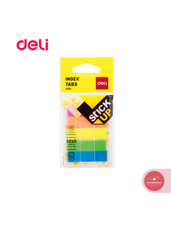 กระดาษโน๊ต Sticky Notes เดลี่ Deli กาวในตัว โพสอิทพลาสติก ขนาด 44มมx12มม รุ่น A102 บรรจุ 20 แผ่นต่อ 1 สี (1 แพ็ค 100 แผ่น) จำนวน 1 แพ็ค