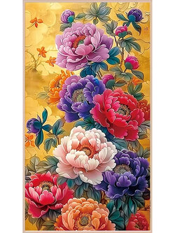 botan-1011 *พร้อมส่ง* ชุดปักครอสติช ลายช่อโบตั๋นหลากสี (ปักเต็มผืนผ้า ไม่มีเดินเส้น ผ้า11CT พิมพ์ลาย ปัก 3 เส้นเล็ก) ขนาด 61*105 ซม.ผ้าครอสติช 11CTพิมพ์ลายปักบนผ้า ไหมคอตตอน 45 สี ผังลาย เข็ม