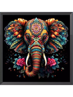 chang-1011 *พร้อมส่ง* ชุดปักครอสติช ลายช้างหลากสี (ปักเต็มผืนผ้า ไม่มีเดินเส้น ผ้า11CT พิมพ์ลาย ปัก 3 เส้นเล็ก) ขนาด 50*50 ซม.ผ้าครอสติช 11CTพิมพ์ลายปักบนผ้า+ไหมคอตตอน 37 สี+ผังลาย+เข็ม