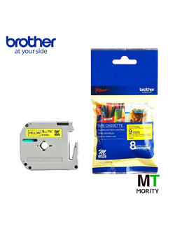 เทปพิมพ์อักษร BROTHER M Tape 9 mm. - อักษรดำพื้นเหลือง M-K621