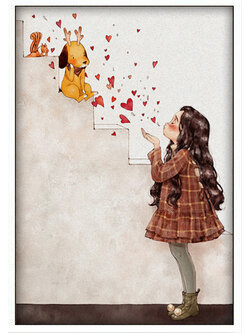 girl-1001 *พร้อมส่ง* ชุดปักครอสติช ลายสาวน้อยกับน้องหมา ชุด A (งานปักเต็มลาย ไม่มีเดินเส้น ปักครั้งละ 3 เส้นเล็ก) ขนาด 53*72 ซม.ผ้าครอสติช 11CTพิมพ์ลายปักบนผ้า ไหมคอตตอน 35 สี ผังลาย เข็ม