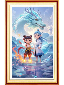 nezha-1003 *สินค้าหมด* ชุดปักครอสติช ลายนาจา เกิดอีกครั้งก็ยังเทพ (ปักเต็มผืนผ้า ไม่มีเดินเส้น ผ้า11CTพิมพ์ลาย ปัก 3 เส้นเล็ก) ขนาด 50*70 ซม.ผ้าครอสติช 11CTพิมพ์ลายปักบนผ้า ไหมคอตตอน 30 สี ผังลาย เข็ม