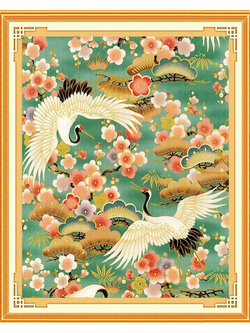 crane-1007 *สินค้าหมด* ชุดปักครอสติช ลายนกกระเรียนคู่ซากุระ (ปักเต็มผืนผ้า ไม่มีเดินเส้น ผ้า11CT พิมพ์ลาย ปัก 3 เส้นเล็ก) ขนาด 50*59 ซม.ผ้าครอสติช 11CTพิมพ์ลายปักบนผ้า ไหมคอตตอน 19 สี ผังลาย เข็ม
