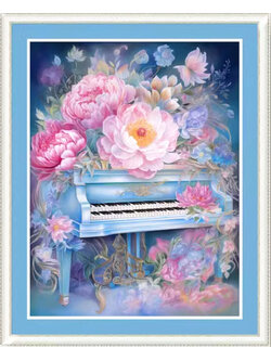 botan-1061 *พร้อมส่ง* ชุดปักครอสติช ลายช่อโบตั๋นบนโตีะเปียโน (ปักเต็มผืนผ้า ไม่มีเดินเส้น ผ้าพิมพ์ลาย11CT ปัก 3 เส้นเล็ก) ขนาด 50*65 ซม.ผ้าครอสติช 11CTพิมพ์ลายปักบนผ้า ไหมคอตตอน 48 สี ผังลาย เข็ม