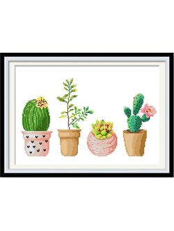 cactus-1017 *พร้อมส่ง* ชุดปักครอสติช ลายต้นตะบองเพชร ชุดที่ 1 ขนาด 50*38 ซม.ผ้าครอสติช 11CTพิมพ์ลายปักบนผ้า ไหมคอตตอน 41 สี ผังลาย เข็ม