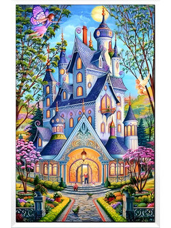 home-1071 *สินค้าหมด* ชุดปักครอสติช ลายปราสาทหลังงาม (ปักเต็มผืนผ้า ไม่มีเดินเส้น ผ้า11CTพิมพ์ลาย ปัก 3 เส้นเล็ก) ขนาด 62*95 ซม.ผ้าครอสติช 11CTพิมพ์ลายปักบนผ้า ไหมคอตตอน 63 สี ผังลาย เข็ม