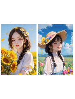 lady-1031 *สินค้าหมด*ชุดปักครอสติช ลายเซต 2 ชิ้น สาวน้อยในสวนดอกไม้ (ปักเต็มผืนผ้า ไม่มีเดินเส้น ผ้า11CT พิมพ์ลาย ปัก 3 เส้นเล็ก) ขนาดภาพละ 45*55 ซม.ผ้าครอสติช 11CTพิมพ์ลายปักบนผ้า ไหมคอตตอน 90 สี ผังลาย เข็ม