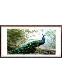 peacock-1124 *สินค้าหมด* ชุดปักครอสติช ลายนกยูงในป่าไผ่ (ปักเต็มผืนผ้า ไม่มีเดินเส้น ผ้า11CTพิมพ์ลาย ปัก 3 เส้นเล็ก) ขนาด 70*50 ซม.ผ้าครอสติช 11CTพิมพ์ลายปักบนผ้า ไหมคอตตอน 38 สี ผังลาย เข็ม