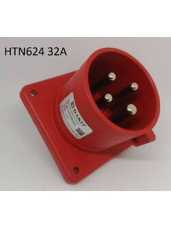 HTN624 ปลั๊กตัวผู้ฝังตรง 3P+E 32A 380V IP44 6h