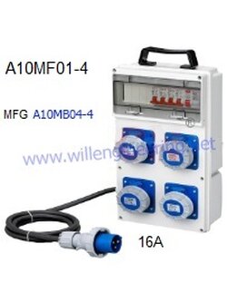 A10MF01-4 กล่องปลั๊กกระจายไฟ 16A 3P IP67 Slope outlet 4