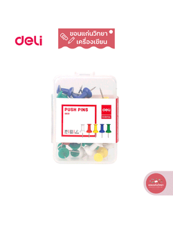 หมุดปักอเนกประสงค์ Push Pins เดลี่ Deli หมุดสี ชนิดหลอดด้าย ขนาด 23 มม รุ่น 0021 จำนวน 35 ตัว/กล่อง