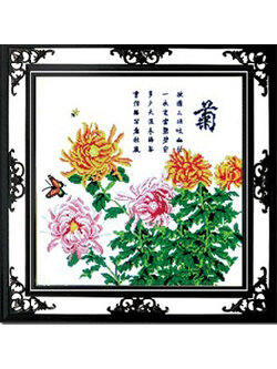 bloom-1049 *พร้อมส่ง* ชุดปักครอสติช ลายดอกไม้ 4 ฤดู ดอกเบญจมาศ(ผ้า11CTพิมพ์ลาย ปัก 3 เส้นเล็ก) ขนาด 52*52 ซม.ผ้าครอสติช 11CTพิมพ์ลายปักบนผ้า ไหมคอตตอน 22 สี ผังลาย เข็ม