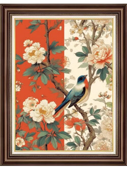 bird-1001 *พร้อมส่ง* ชุดปักครอสติช ลายนกน้อยเกาะกิ่งโบตั๋น (ปักเต็มผืนผ้า ไม่มีเดินเส้น ผ้า11CT พิมพ์ลาย ปัก 3 เส้นเล็ก) ขนาด 50*70 ซม.ผ้าครอสติช 11CTพิมพ์ลายปักบนผ้า ไหมคอตตอน 14 สี ผังลาย เข็ม