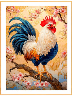 kai-1005 *สินค้าหมด* ชุดปักครอสติช ลายไก่มงคล (ปักเต็มผืนผ้า ไม่มีเดินเส้น ผ้า11CT พิมพ์ลาย ปัก 3 เส้นเล็ก) ขนาด 50*70 ซม.ผ้าครอสติช 11CTพิมพ์ลายปักบนผ้า ไหมคอตตอน 32 สี ผังลาย เข็ม