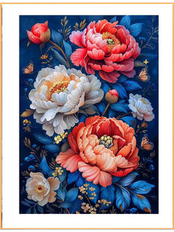 botan-1009 *พร้อมส่ง* ชุดปักครอสติช ลายช่อโบตั๋น (ปักเต็มผืนผ้า ไม่มีเดินเส้น ผ้า11CT พิมพ์ลาย ปัก 3 เส้นเล็ก) ขนาด 50*70 ซม.ผ้าครอสติช 11CTพิมพ์ลายปักบนผ้า ไหมคอตตอน 35 สี ผังลาย เข็ม