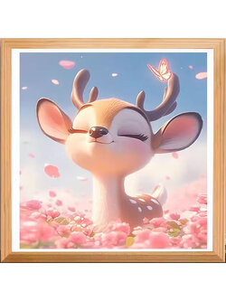 deer-1011 *สินค้าหมด* ชุดปักครอสติช ลายกวางน้อยน่ารัก (ปักเต็มผืนผ้า ไม่มีเดินเส้น ผ้า11CTพิมพ์ลาย ปัก 3 เส้นเล็ก) ขนาด 50*50 ซม.ผ้าครอสติช 11CTพิมพ์ลายปักบนผ้า ไหมคอตตอน 14 สี ผังลาย เข็ม