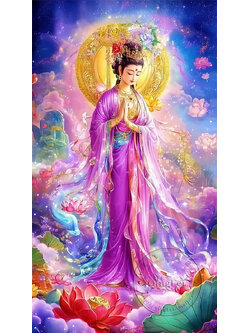 tep-1011 *พร้อมส่ง* ชุดปักครอสติช ลายพระโพธิสัตว์กวนอิม (ปักเต็มผืนผ้า ไม่มีเดินเส้น ผ้า11CTพิมพ์ลาย ปัก 3 เส้นเล็ก) ขนาด 60*100 ซม.ผ้าครอสติช 11CTพิมพ์ลายปักบนผ้า ไหมคอตตอน 75 สี ผังลาย เข็ม