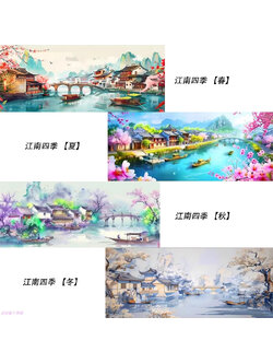 view-1049 *สินค้าหมด* ชุดปักครอสติช ลายเซต 4 ชิ้น วิถีริมคลอง (ปักเต็มผืนผ้า ไม่มีเดินเส้น ผ้า11CT พิมพ์ลาย ปัก 3 เส้นเล็ก) ขนาดภาพละ 80*40 ซม.ผ้าครอสติช 11CTพิมพ์ลายปักบนผ้า ไหมคอตตอน 157 สี ผังลาย เข็ม