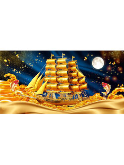 boat-1001 *พร้อมส่ง* ชุดปักครอสติช ลายล่องเรือสำเภาทองคำ (ปักเต็มผืนผ้า ไม่มีเดินเส้น ผ้า11CT พิมพ์ลาย ปัก 3 เส้นเล็ก) ขนาด 100*55 ซม.ผ้าครอสติช 11CTพิมพ์ลายปักเต็มลายผ้า ไหมคอตตอน 39 สี ผังลาย เข็ม