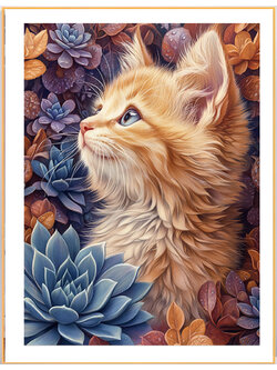 cat-1005 *พร้อมส่ง* ชุดปักครอสติช ลายน้องแมวส้ม (ปักเต็มผืนผ้า ไม่มีเดินเส้น ผ้า11CT พิมพ์ลาย ปัก 3 เส้นเล็ก) ขนาด 50*70 ซม.ผ้าครอสติช 11CTพิมพ์ลายปักบนผ้า ไหมคอตตอน 30 สี ผังลาย เข็ม