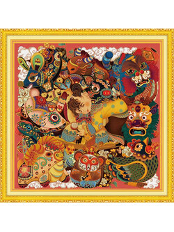 animal-1001 *สินค้าหมด* ชุดปักครอสติช ลาย 12 นักษัตร 12 ราศี (ปักเต็มผืนผ้า ผ้า11CTพิมพ์ลาย ปัก 3 เส้นเล็ก) ขนาด 50*50 ซม.ผ้าครอสติช 11CTพิมพ์ลายปักบนผ้า ไหมคอตตอน 38 สี ผังลาย เข็ม