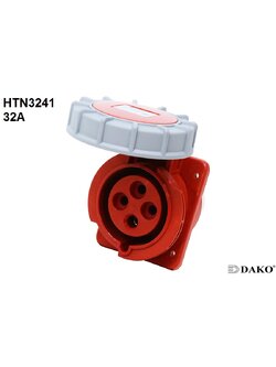 HTN3241 ปลั๊กตัวเมียฝังเฉียง 3P+E 32A 380V IP67 6h
