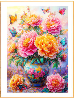 botan-1003 *พร้อมส่ง* ชุดปักครอสติช ลายช่อโบตั๋นในแจกัน (ปักเต็มผืนผ้า ไม่มีเดินเส้น ผ้า11CT พิมพ์ลาย ปัก 3 เส้นเล็ก) ขนาด 50*70 ซม.ผ้าครอสติช 11CTพิมพ์ลายปักบนผ้า ไหมคอตตอน 38 สี ผังลาย เข็ม