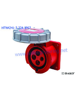 HTN4241-3 ปลั๊กตัวเมียฝังตรง 3P+E 32A 440V IP67 3h