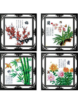bloom-1041 *พร้อมส่ง* ชุดปักครอสติช ลายเซต 4 ชิ้น ดอกไม้ 4 ฤดู(ผ้า11CTพิมพ์ลาย ปัก 3 เส้นเล็ก) ขนาดภาพละ 52*52 ซม.ผ้าครอสติช 11CTพิมพ์ลายปักบนผ้า ไหมคอตตอน 64 สี ผังลาย เข็ม