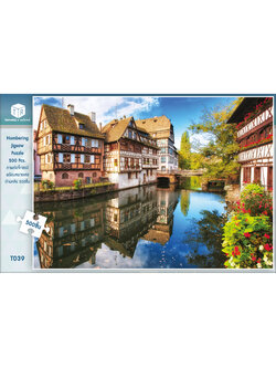 Jigsaw Puzzle ตัวต่อจิ๊กซอว์ 500 ชิ้น T039 Landscapes วิวธรรมชาติ Village Stream รูปหมู่บ้านและลำธาร MagicLand6