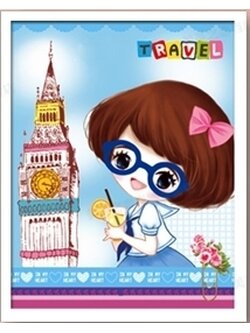 girl-2012 *พร้อมส่ง* ชุดภาพติดคริสตัลกลม ลายสาวน้อยเที่ยวอังกฤษ (งานติดเต็มภาพ) ขนาด 30*38 ซม. คริสตัลกลม 30 สี อุปกรณ์ครบชุด