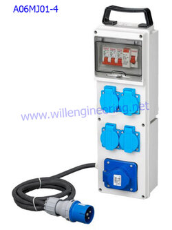 A06MJ01-4 กล่องปลั๊กกระจายไฟ 16A 3P IP44 German4 + slope1