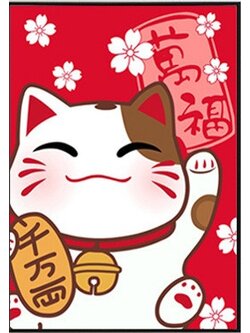 cat-2004 *พร้อมส่ง* ชุดภาพติดคริสตัลกลม ลายแมวกวัก (งานติดเต็มภาพ) ขนาด 38*50 ซม.ผ้าแคนวาสลงผังลายเต็ม คริสตัลกลม 10 สี อุปกรณ์ครบชุด