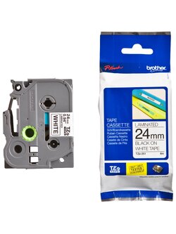 เทปพิมพ์อักษร BROTHER 24 mm. - อักษรดำพื้นขาว TZE-251