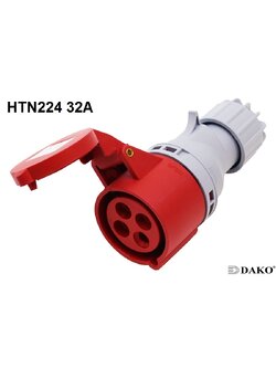 HTN224 ปลั๊กตัวเมียกลางทาง 3P+E 32A 380V IP44 6h