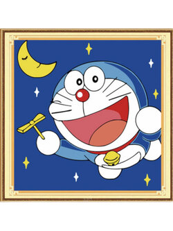 doraemon-1103 *สินค้าหมด* ชุดปักครอสติช ลายโดราเอมอน (ปักเต็มผืนผ้า ไม่มีเดินเส้น ผ้า11CTพิมพ์ลาย ปัก 3 เส้นเล็ก) ขนาด 50*50 ซม.ผ้าครอสติช 11CTพิมพ์ลายปักบนผ้า ไหมคอตตอน 8 สี ผังลาย เข็ม