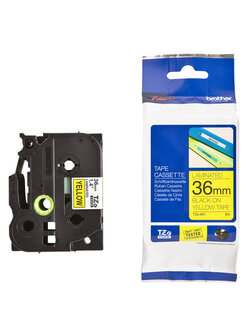 เทปพิมพ์อักษร BROTHER 36 mm. - อักษรดำพื้นเหลือง TZE-661