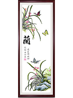 bloom-1025 *พร้อมส่ง* ชุดปักครอสติช นกน้อยกับกล้วยไม้ (ผ้า11CTพิมพ์ลาย ปัก 3 เส้นเล็ก) ขนาด 38*75 ซม. ผ้าครอสติช 11CTพิมพ์ลายปักบนผ้า ไหมคอตตอน 18 สี ผังลาย เข็ม