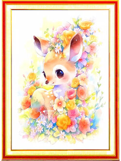 deer-1104 *สินค้าหมด* ชุดปักครอสติช ลายกวางน้อยในสวนดอกไม้ (งานปักเต็มลาย ไม่มีเดินเส้น ปักครั้งละ 3 เส้นเล็ก) ขนาด 50*68 ซม.ผ้าครอสติช 11CTพิมพ์ลายปักบนผ้า ไหมคอตตอน 42 สี ผังลาย เข็ม