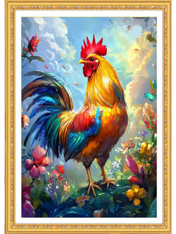 kai-1103 *สินค้าหมด* ชุดปักครอสติช ลายไก่มงคล (ปักเต็มผืนผ้า ไม่มีเดินเส้น ผ้า11CTพิมพ์ลาย มีประกาย ปัก 3 เส้นเล็ก) ขนาด 50*68 ซม.ผ้าครอสติช 11CTพิมพ์ลายปักบนผ้า ไหมคอตตอน 63 สี ผังลาย เข็ม