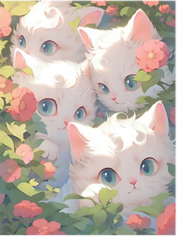 cat-1136 *สินค้าหมด* ชุดปักครอสติช ลายรวมแมวน้อย (ปักเต็มผืนผ้า ไม่มีเดินเส้น ผ้า11CTพิมพ์ลาย ปัก 3 เส้นเล็ก) ขนาด 43*51 ซม.ผ้าครอสติช 11CTพิมพ์ลายปักบนผ้า ไหมคอตตอน 38 สี ผังลาย เข็ม