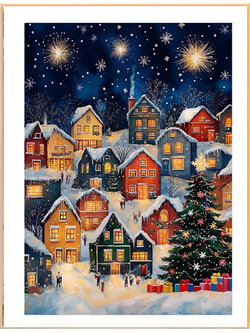 home-1163 *สินค้าหมด* ชุดปักครอสติช ลายเมืองหิมะ (ปักเต็มผืนผ้า ไม่มีเดินเส้น ผ้า11CTพิมพ์ลาย ปัก 3 เส้นเล็ก) ขนาด 50*70 ซม.ผ้าครอสติช 11CTพิมพ์ลายปักบนผ้า+ไหมคอตตอน 23 สี+ผังลาย+เข็ม