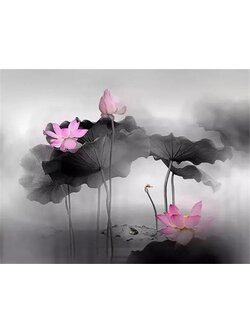 bua-2025 *พร้อมส่ง* ชุดภาพติดคริสตัลกลม ลายบึงบัว 3 (งานติดเต็มภาพ) ขนาด 36*36 ซม. คริสตัลกลม 30 สี อุปกรณ์ครบชุด