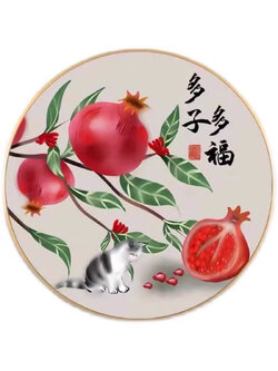 cat-1017 *พร้อมส่ง* ชุดปักครอสติช ลายแมวน้อยกับช่อทับทิม (ปักเต็มผืนผ้า ปักครั้งละ 3 เส้นเล็ก) ขนาด 50*50 ซม.ผ้าครอสติช 11CTพิมพ์ลายปักบนผ้า ไหมคอตตอน 27 สี ผังลาย เข็ม